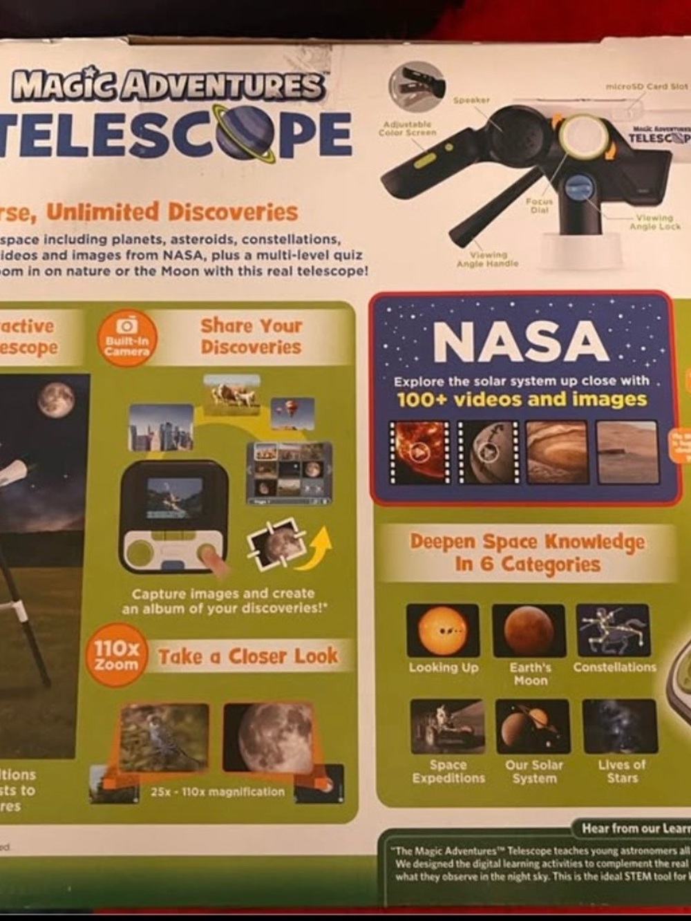 Magic Adventures Telescope for Kids - Black and Green